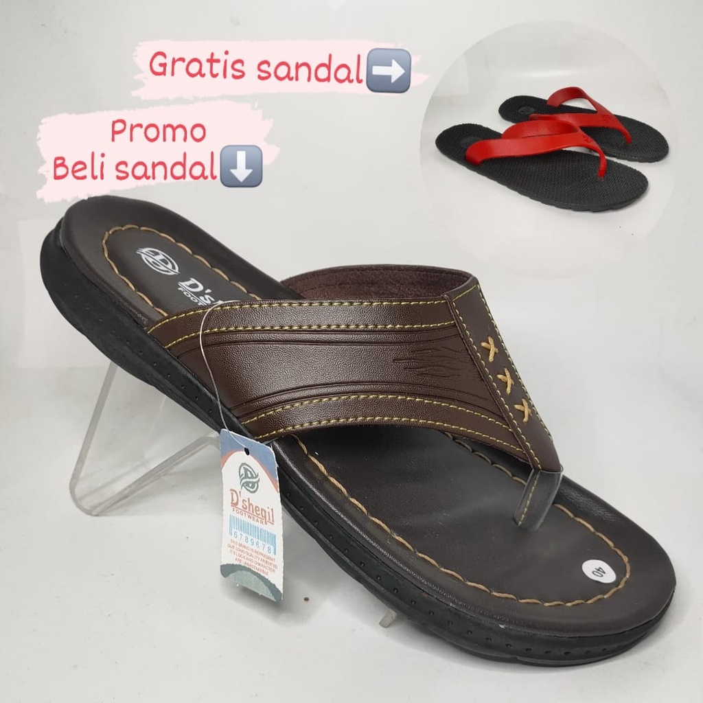 Sandal Kulit pria/sandal slop/sandal casual slide Dsheqil