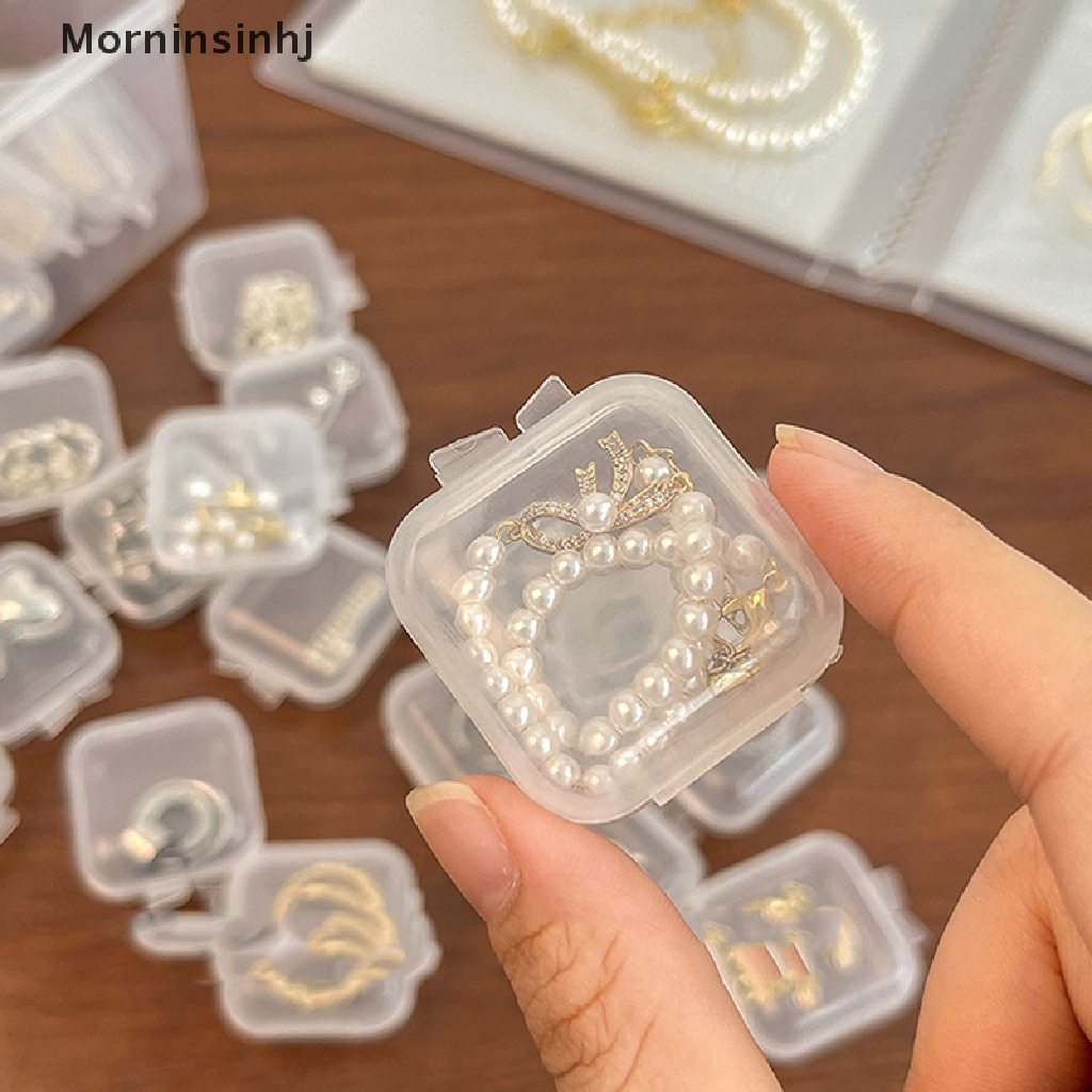 Mornin 10PCS Kotak Penyimpanan Mini Transparan Persegi Kotak Plastik Kosong Case Dengan Tutup Jewelry Packaging Storage for Tiny Bead Jewelry Korek Kuping Pil Atau Gadget Kerajinan Kecil Lainnya id