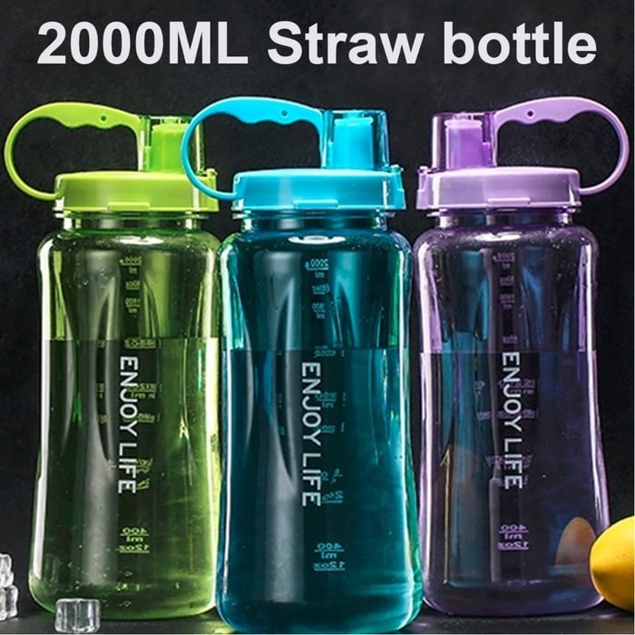 Terlaris Botol Minum Enjoy Life 2 Liter - Straw Water Bottle 2000 Ml B19-2
