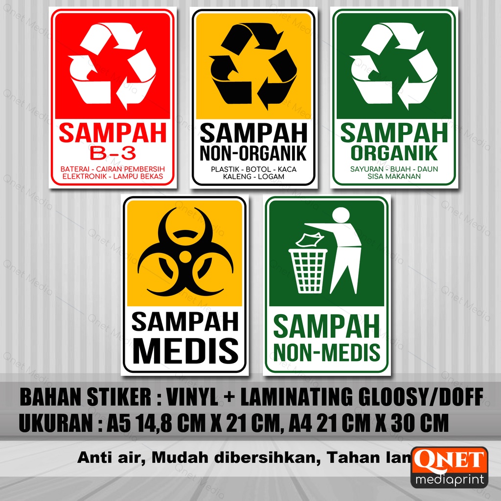 

STIKER PENANDA TEMPAT JENIS SAMPAH | BAHAN VINYL + LAMINASI GLOSSY