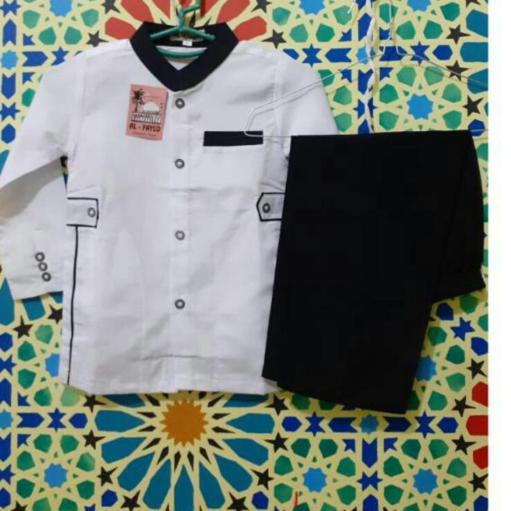⅍ Baju Muslim Jasko Anak Laki-laki | Setelan Koko Jasko Anak Laki-laki / Koko JASKO PUTIH HITAM 1th-