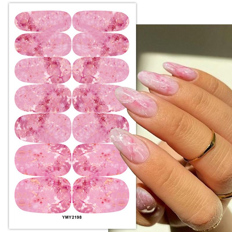 Pola Marmer Penuh Penutup Stiker Kuku Emas Perak Serpihan Kuku Decals Self Adhesive Water Color Nail Ink Nail Wraps Dekorasi