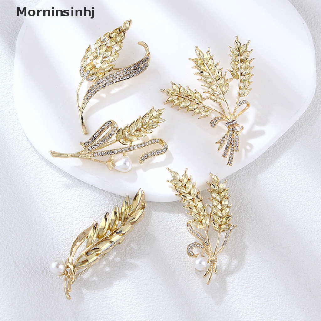 Mornin Golden Ear Of Wheat Bros Wanita Halus Berlian Imitasi Gandum Telinga Bros Kerah Pin Jas Bros Perhiasan id