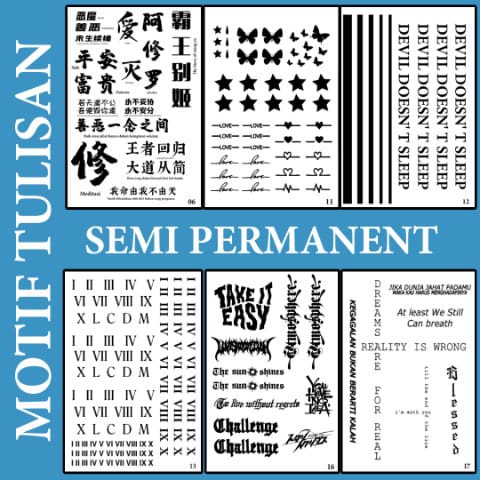 IF-Stiker tato temporer semi permanen tahan lama anti air tulisan KODE