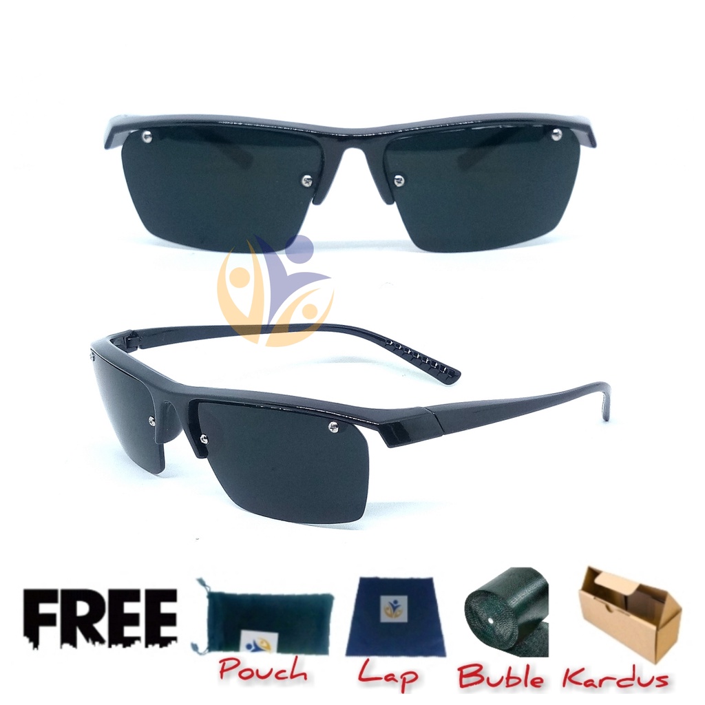 Kacamata hitam fashion rimless trendy anti UV400