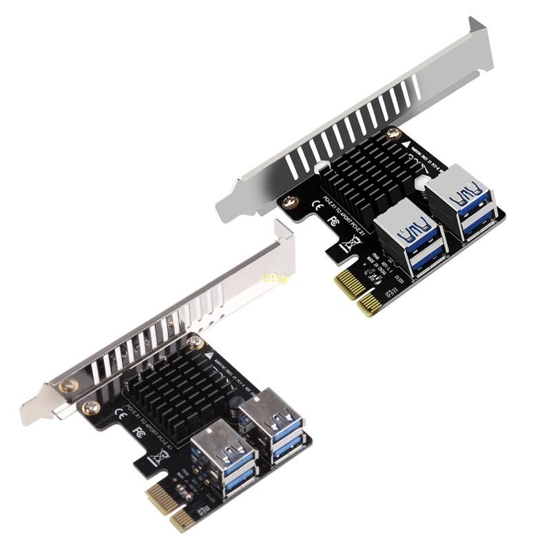 Btsg PCI-Express 1X 1sampai4 Kartu Naik Tambang PCI-E X1 4xport PCI-E+Setengah/Full Baffle