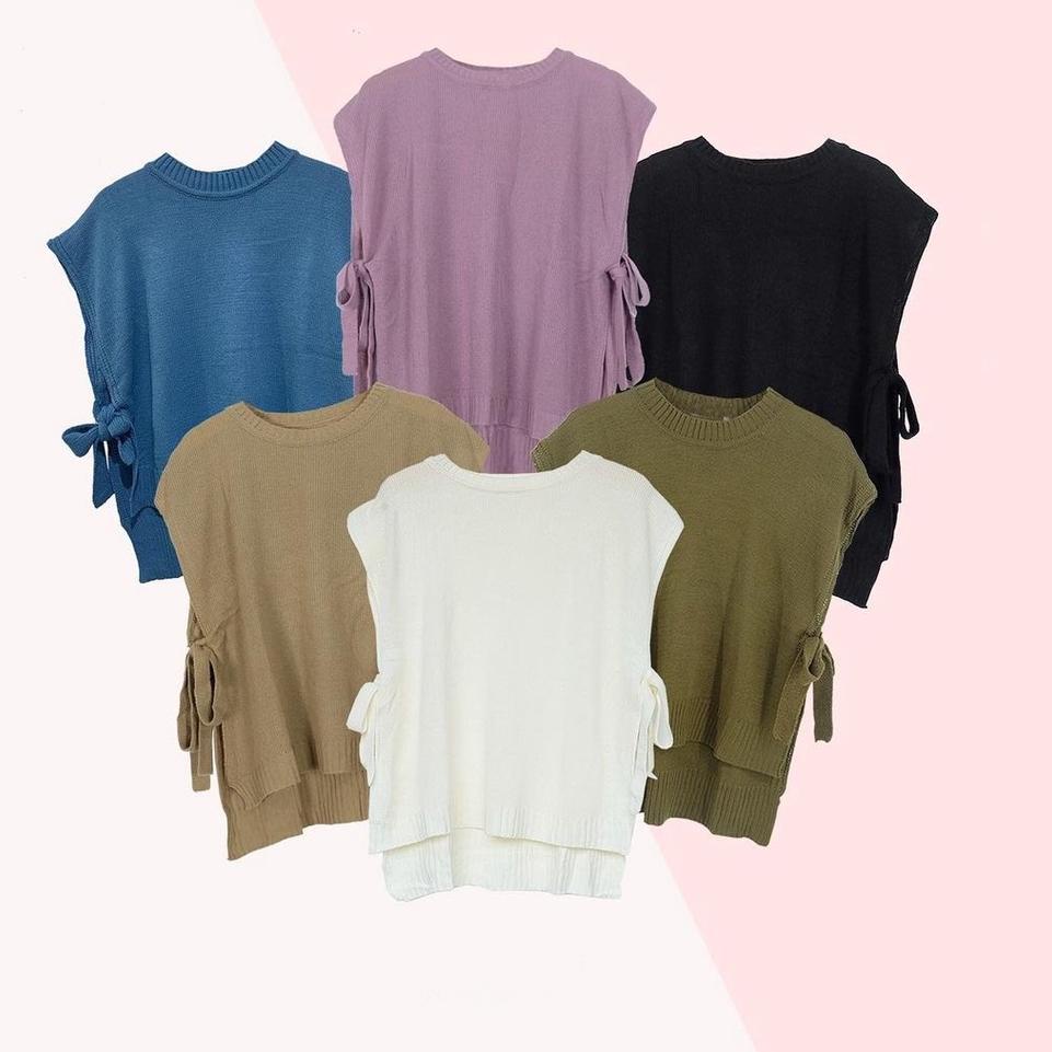 PRODUK TREND P89 Rompi Rajut Casual Jumbo Lova Vest 210 gr / Rompi Tali Rajut Polos Wanita ⇮