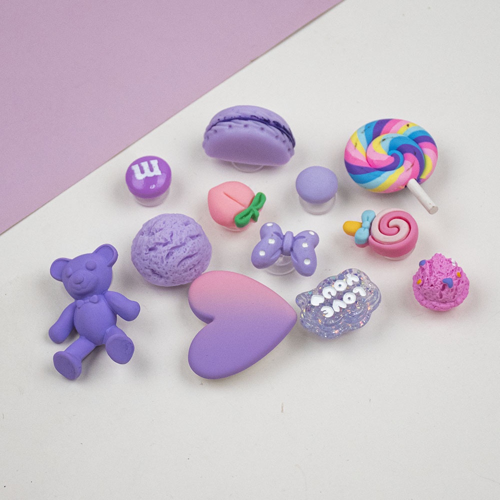 @shinydiy Crocs Jibbitz Purple Phantom Gradient Heart Button Charm【asesoris wanita｜crocs jibbitz】