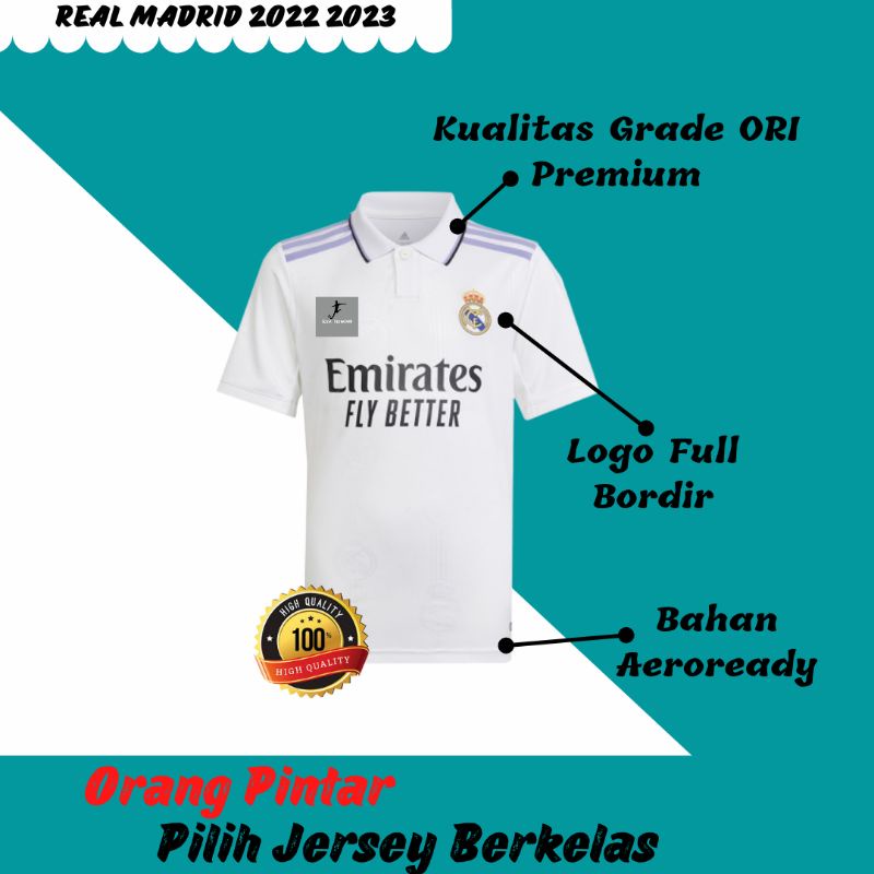 Jersey Real Madrid Home 2022 2023 Grade Ori Import Baju Sepak Bola Pria Dewasa