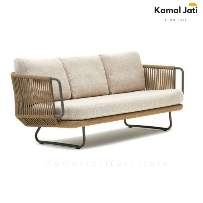 kursi sofa outdoor 3seater tali rope (kursi anyaman, kursi taman)