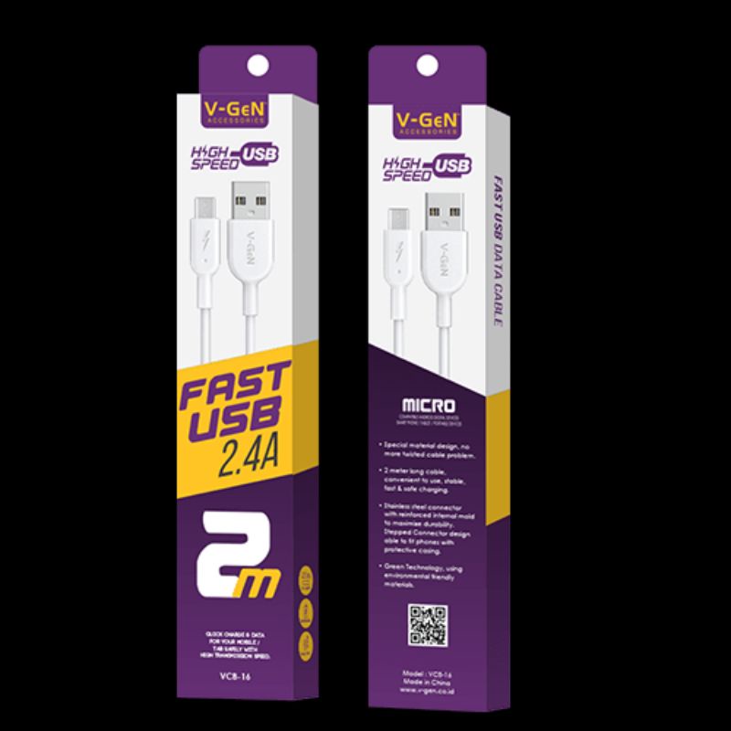 Kabel Data V-GeN VCB-16 Panjang 2M micro USB