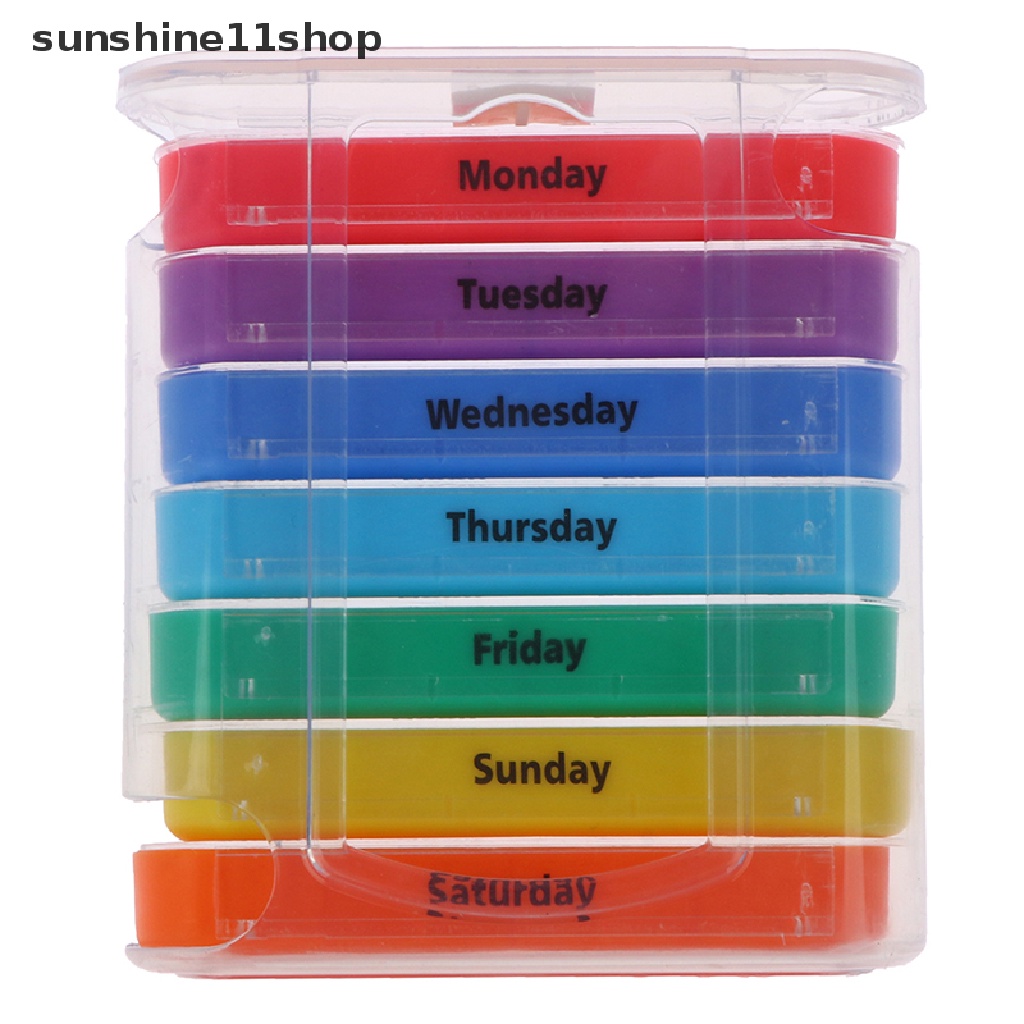 Sho Weekly 7hari Pill Box 28kompartemen Pill Organizer Kotak Penyimpanan Obat N
