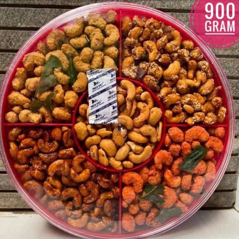 

Kacang mede tray 5 rasa berat 1kg (1000gr)