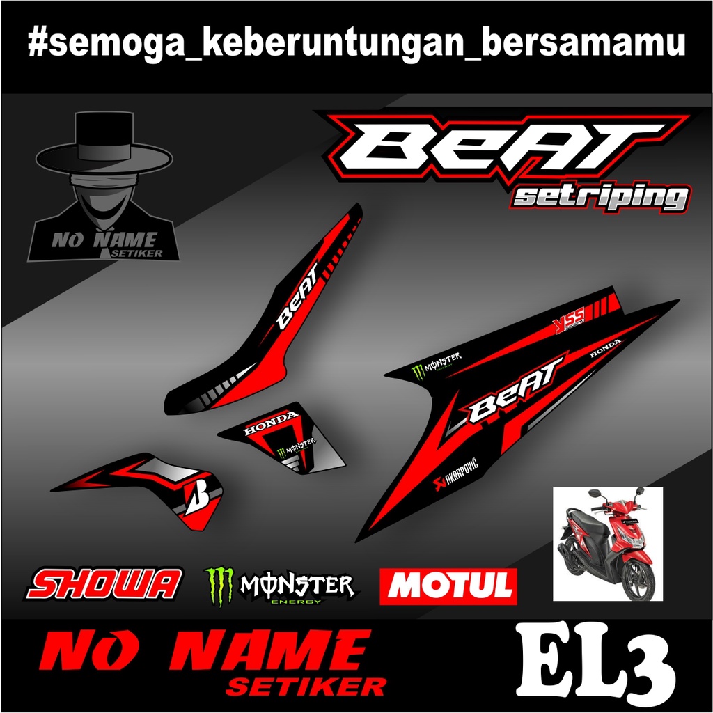 Striping Beat Karbu 2008 2009 2010 2011 2012 (el3) Variasi Sticker Stiker Skotlet Motor Scotlite List