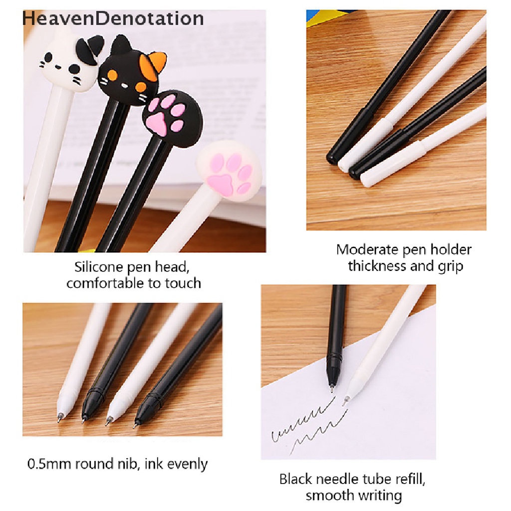 [HeavenDenotation] 2pcs Kreatif Kartun Lucu Cat Paw Gel Pen Cute School Wrig Tools Cat Claw Black Ink Pulpen Mahasiswa Gel Pen Untuk Wrig Alat Tulis Kantor Perlengkapan Sekolah HDV