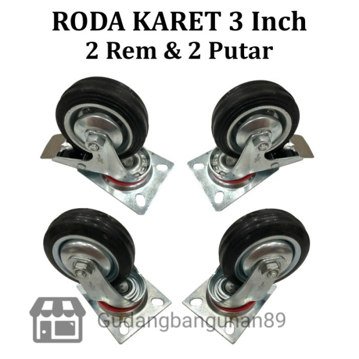 Roda Troli Trolley Etalase Karet Xanders Hitam 3 In Set Rem Hidup Bagus