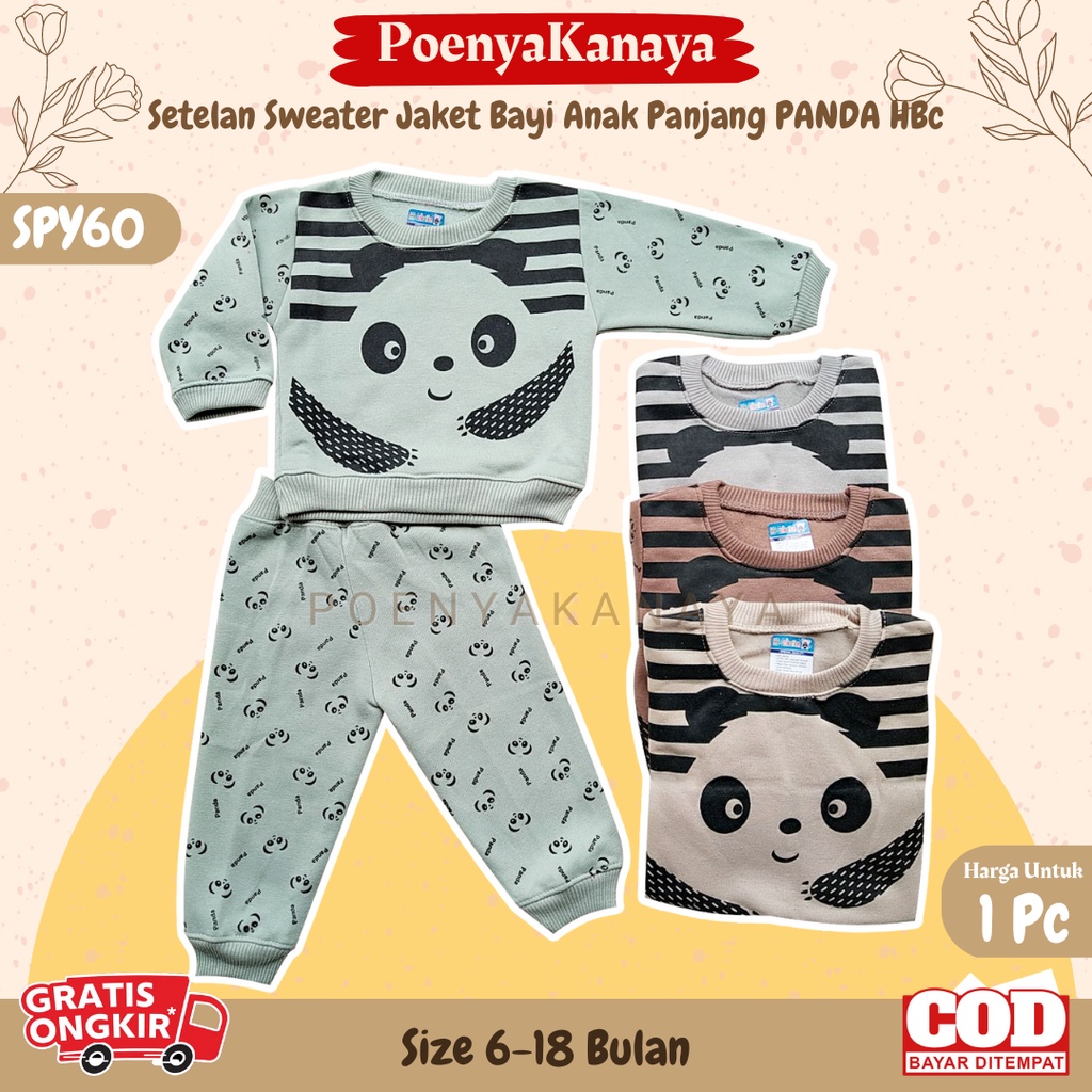 Setelan Sweater Jaket Bayi Anak Panjang PANDA HBc Size 6-18 Bulan SPY60
