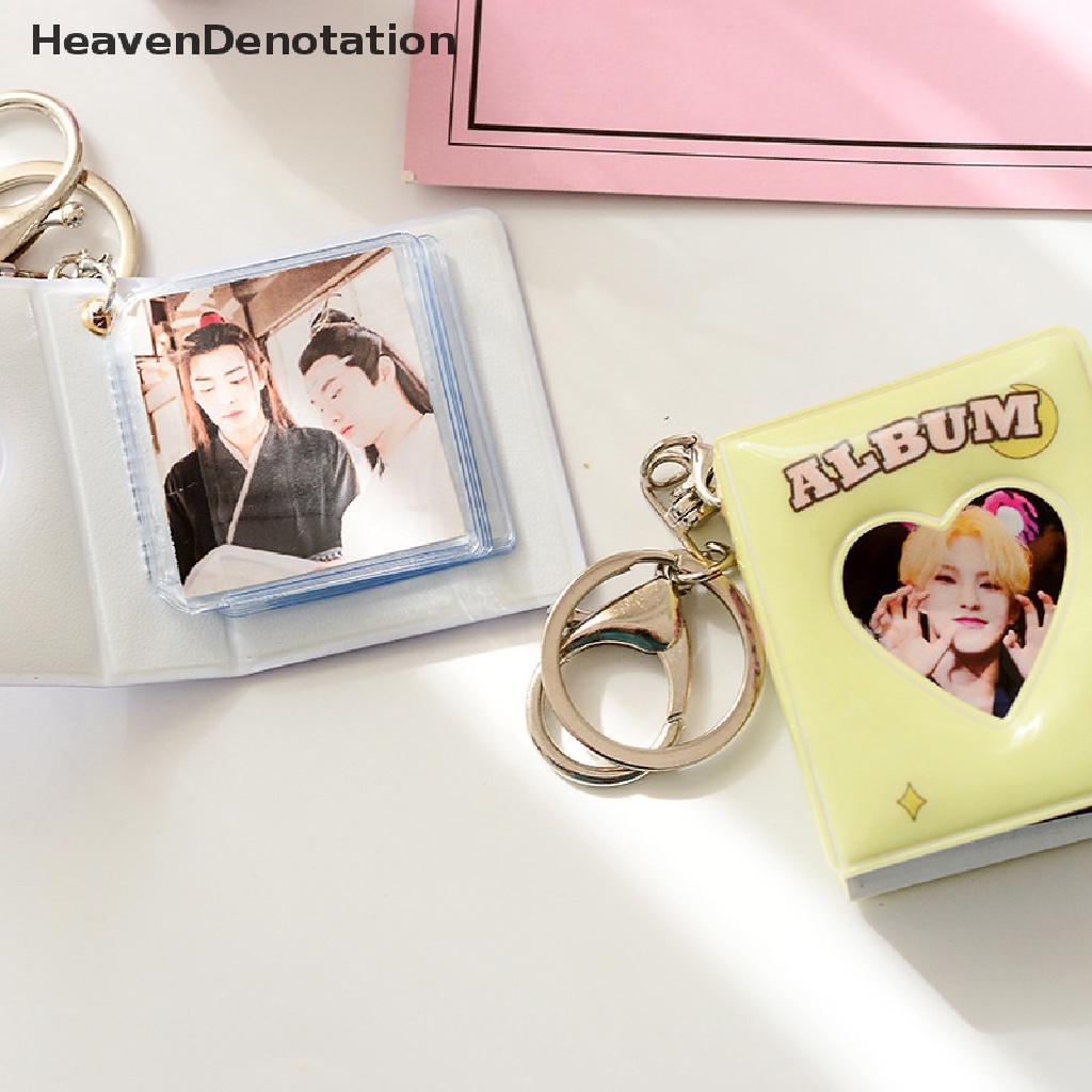 [HeavenDenotation] Album Foto 1inch Dengan Gantungan Kunci Kpop Hollow Love Photo Holder Card Bag Mini Instax Card Holder 16kantong Tas Kartu Nama HDV