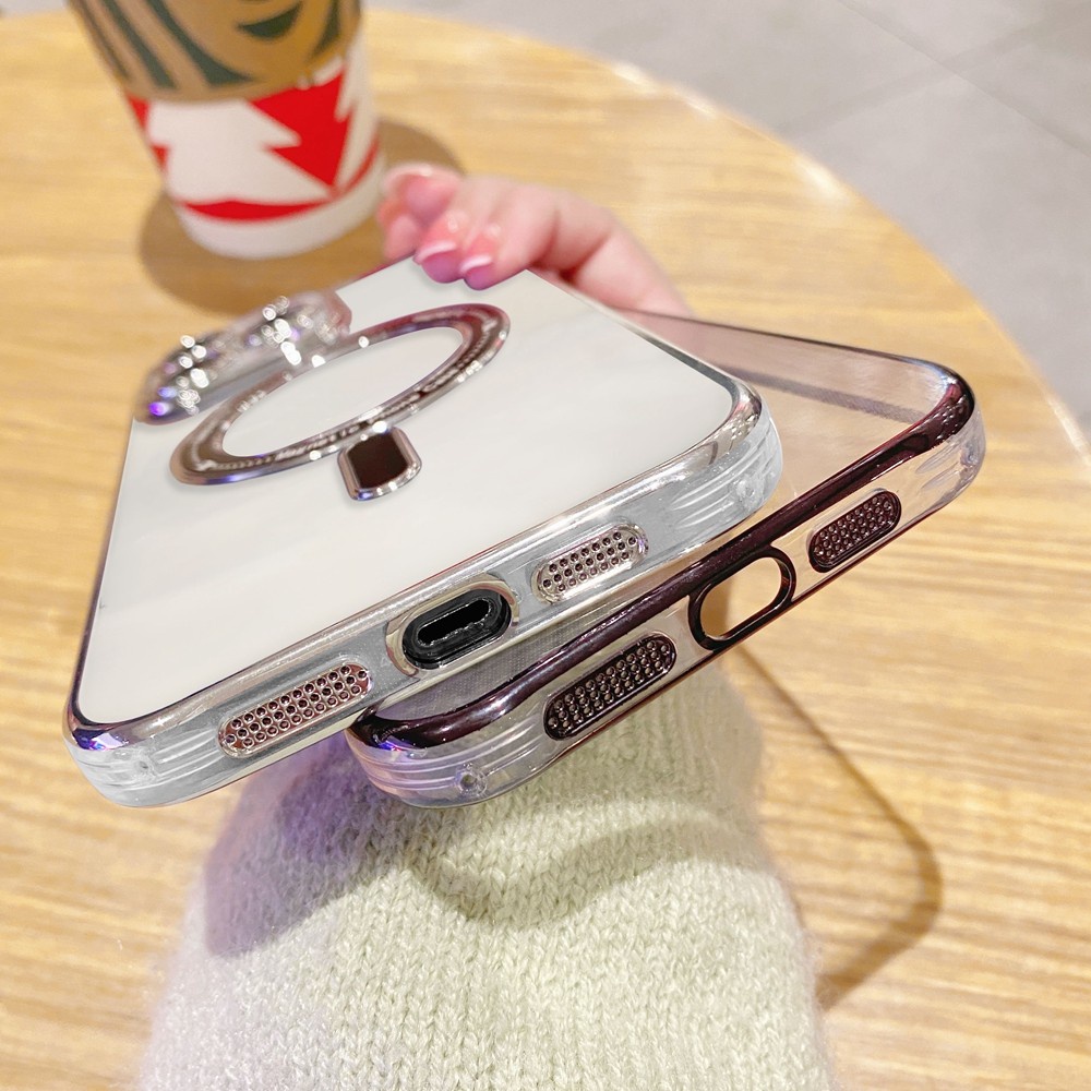 IPHONE Casing Ponsel Transparan Lapis Emas Mewah Untuk Iphone11 12 13 14 Pro Max Casing Magnetik Lembut Shockproof Case Cover