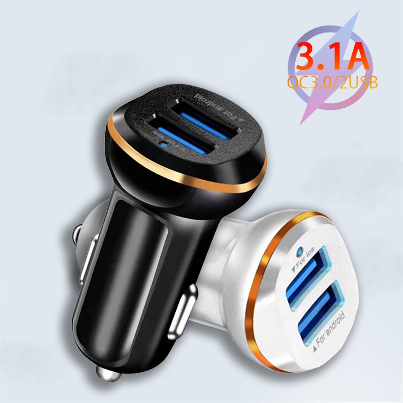 3.1a Dual USB Charger LED Blu-ray Phnom Penh Charger Mobil Dual USB Car Charger Mini USB C Car Charger Untuk i-Phone Android Tipe C