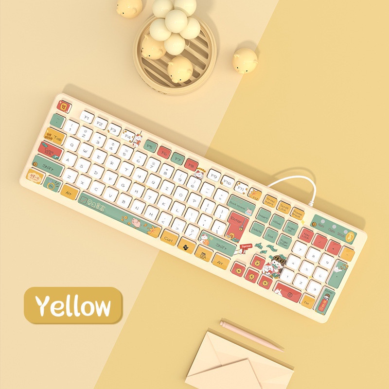 Keyboard Kabel Keyboard Bisu Coklat Keyboard Dicat Mill Tea Rabbit Keyboard Keyboard 104kunci Keyboard