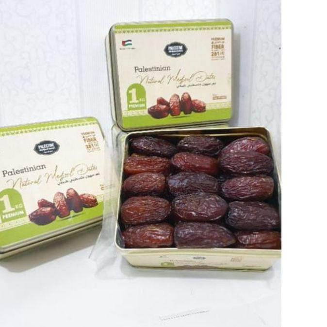 

✼ Kurma Medjool Palestina Premium Jumbo Grade A 1kg / Original Palestine Dates//Kemasan Kaleng ➱