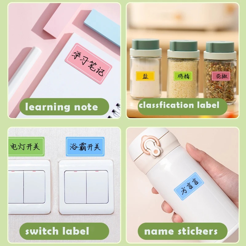 Tanda Label Klasifikasi Warna Permen Removable Label Stiker Name Tag Perlengkapan Sekolah Handwriten Tahan Air Self Adhesive Label Stickers40/60/160pcs Stiker Tab Telunjuk