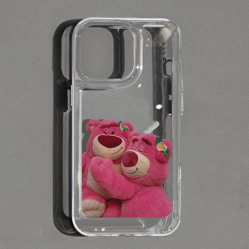 IPHONE Cute Couple Bear Soft Case Kompatibel Untuk Iphone14 11 13 12 Pro XS Max Casing Ponsel XR X8 7 6S Plus Silikon Transparan TPU Shockproof Cover