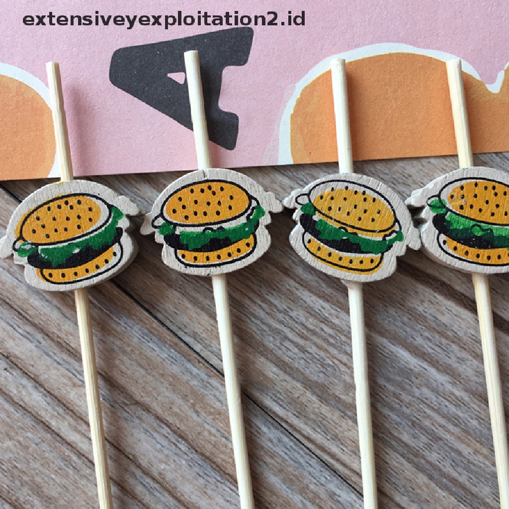 {NEW} 100pcs/pack Hamburger Garnish Bambu Stik Buah Snack Pesta Food Picks.