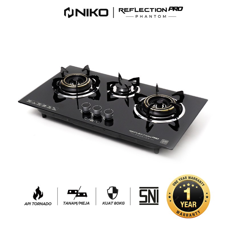 Niko Pro Phantom Kompor Gas Kaca 3 Tungku