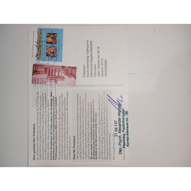 

Kartu Pos asli terkirim ke Presiden SBY Rp21.000