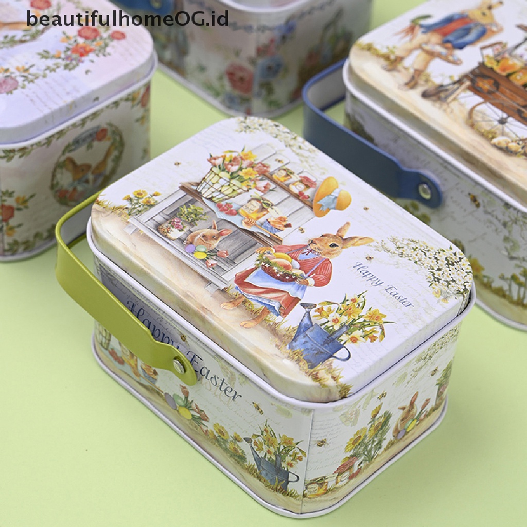 // Beautifulhomeog.id// Tempat Penyimpanan Koper Kecil Vintage Tinplate Candy Box Gift Box Dekorasi Paskah **