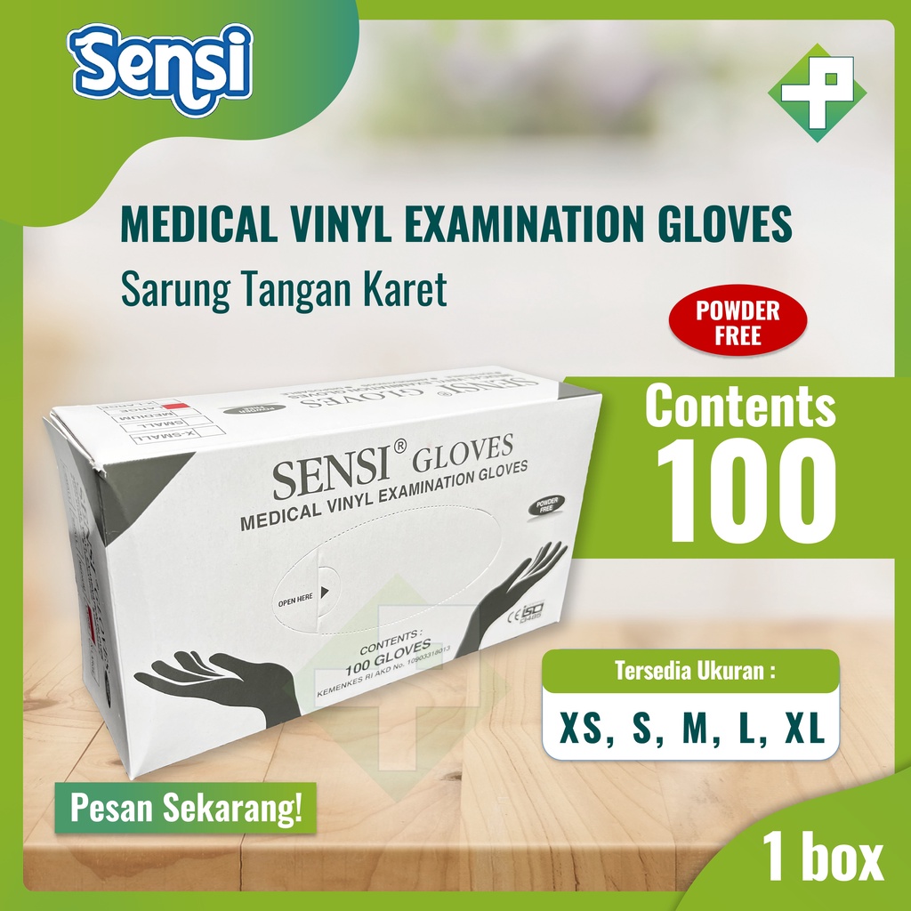 Sarung Tangan Sensi Vinyl Powder Free Food Grade isi 100's