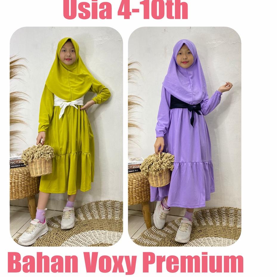Idz6Z0l Baju Gamis Anak Perempuan Set Hijab Usia 4-10 Tahun | Gamis Anak Lesti Viral