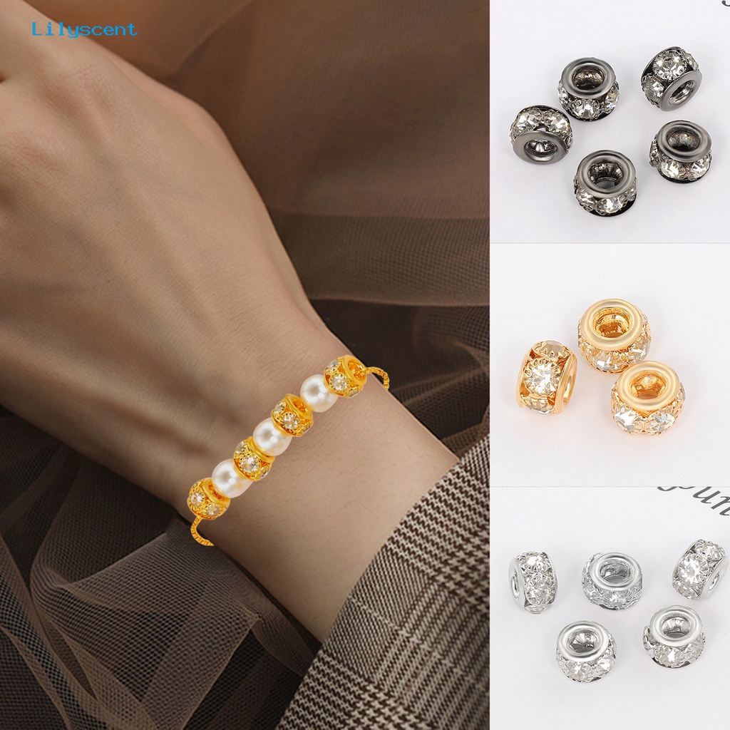 [LS] 100 Pcs 8mm Spacer Manik Shiny Rhinestone 6berlian Imitasi DIY Tembaga Perhiasan Kalung Membuat Aksesoris Buatan Tangan Perlengkapan Kerajinan Tangan