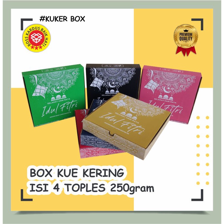 

50 pcs box kuker 25x25x5 cm Motif Idulfitri | kuker isi 4 toples 250 gram | box idulfitri | box parcel Lebaran