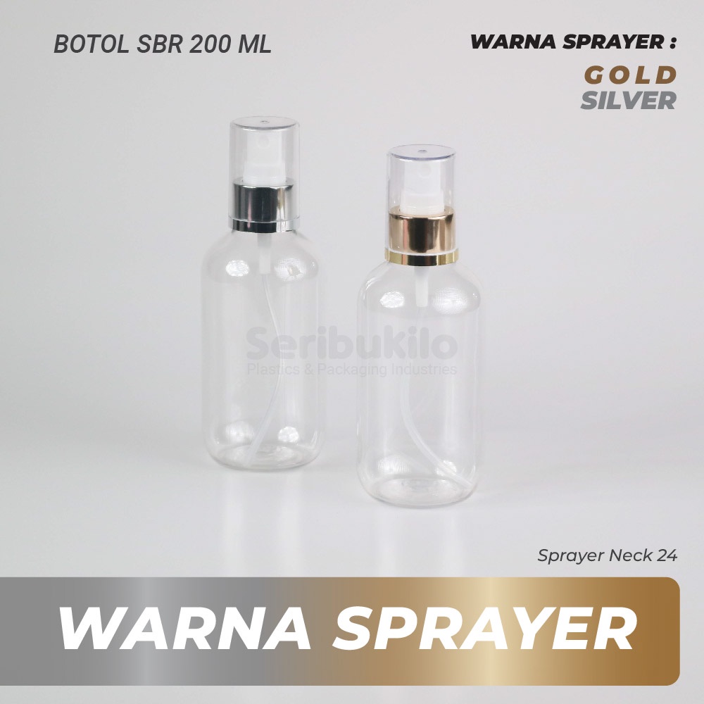 Botol Spray 200 ml /Botol PET Spray 200 ml SBR/Botol 200 ml Spray Gold/Silver Full Cover