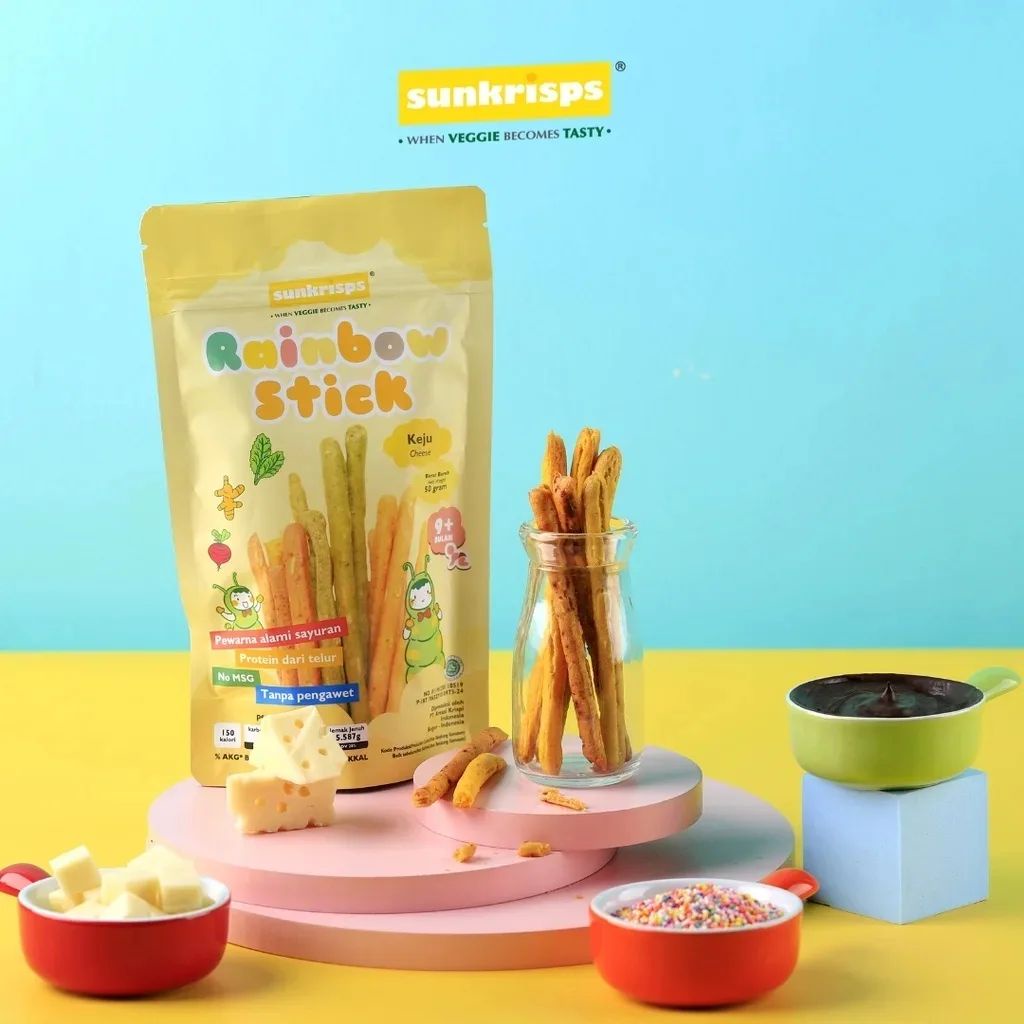 SUNKRISPS BISKUIT STIK SAYURAN RAINBOW 50GR SNACK ANAK NON MSG