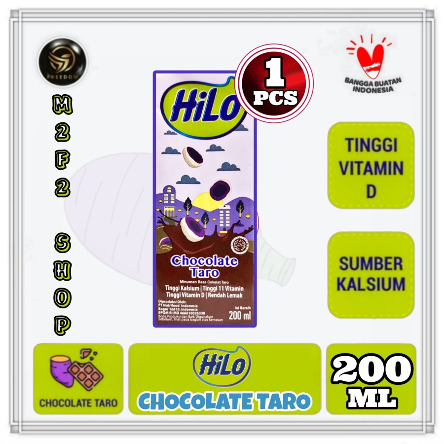 

HiLo Susu Cokelat Chocolate Taro Kotak UHT - 200 ml (Kemasan Satuan)