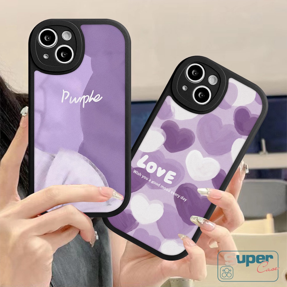 Untuk VIVO Y36 Y16 Y20 Y02 V25 E Y15s Y35 Y11 Y22 Y21 Y15 Y12 Y17 Y20i Y12i Y20s Y21s Y15A Y33s Y31 Y91C Y22s Y21A Y51 Y91 Y30 Soft Ins Lukisan Minyak Cinta Hati Ungu Block Case