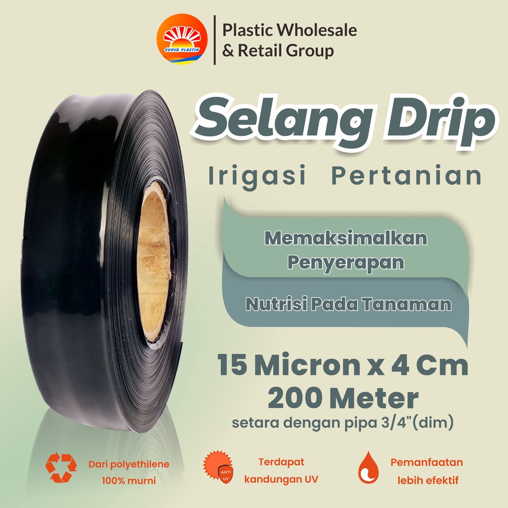 Selang Drip 15 micron 4 cm 200 meter - Pipa 3/4 inch