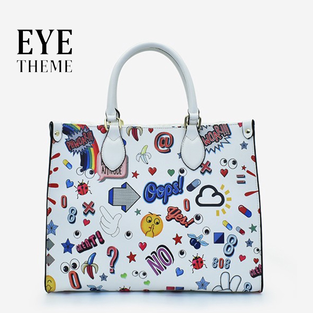 EYE THEME ~ Tas Wanita Oferry Faux Fur Eye Theme Printed Tote Bag 9454-307