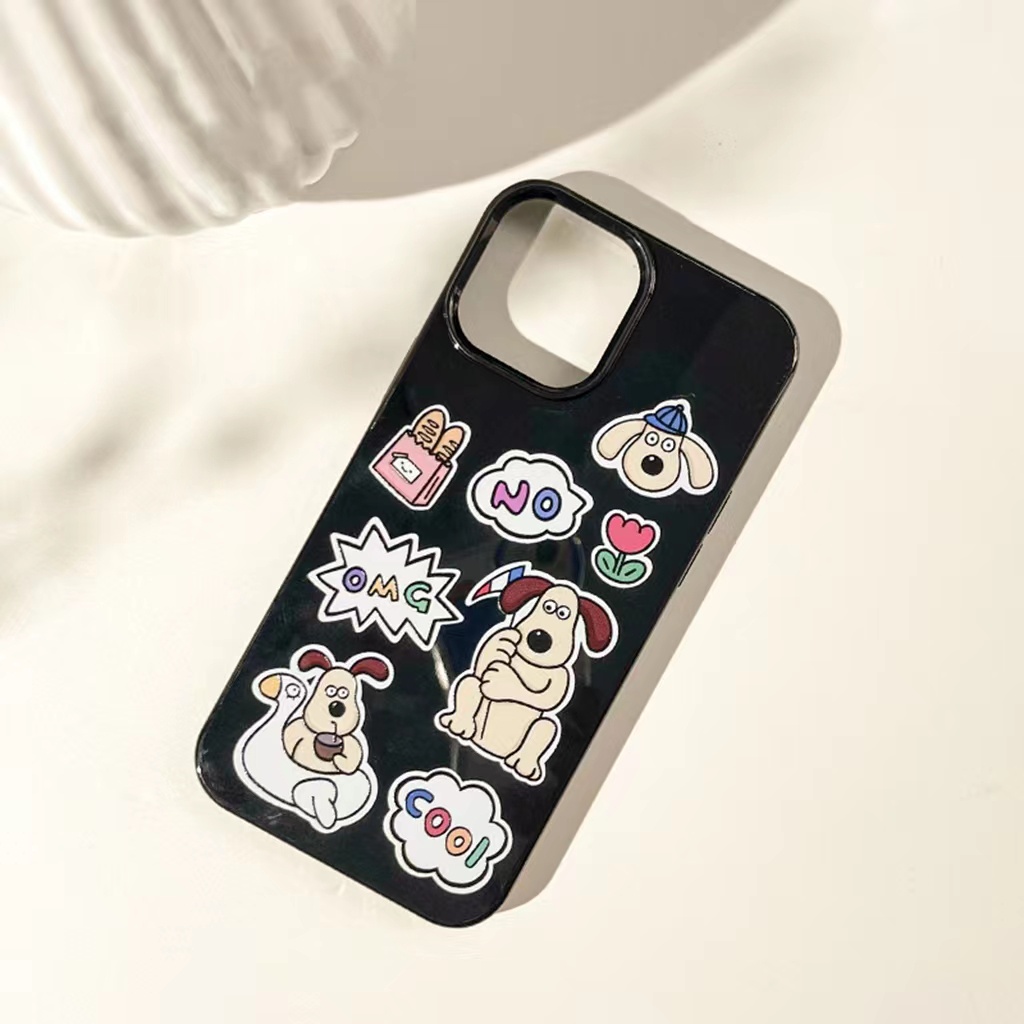 IPHONE Ins Kartun Dog Tag Cocok Untuk Iphone14 14pro 14plus 13 13mini 13pro 13prm iPhone12 7Plus 8Plus Xr XS 13 12mini Pro Max TPU Empat Sudut Casing Ponsel Tahan Guncangan