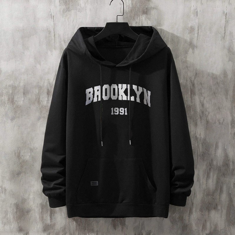 Parisdivarious Sweater Hoodie Jemper (Bordir) Brooklyn Bahan Fleece Size S - XXL (Pria &amp; Wanita)