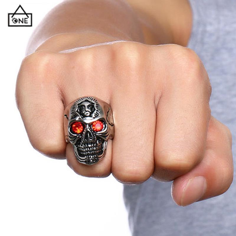 COD❤️Cincin Motif Tengkorak Trend Fashion vintage rock ruby cincin Untuk Pria Aksesoris-A.one