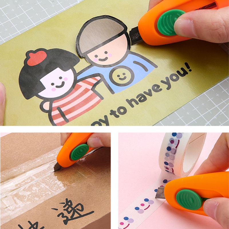 M&amp;G Cute Cartoon Carrots Utility Knife Student Pisau Pemotong Mini Portabel