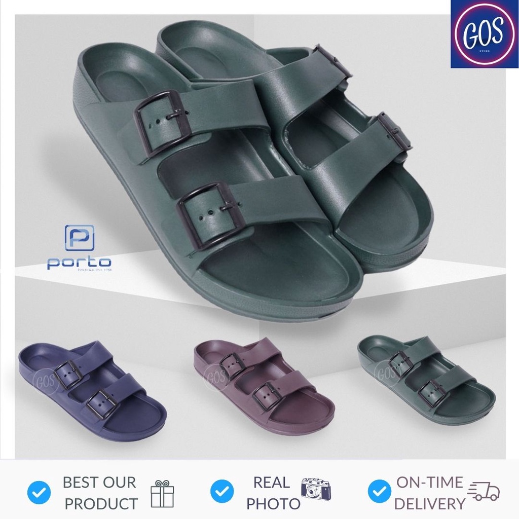 gos Sandal Pria Porto 1045M Sandal Slide Premium Model Tali Sandal Rumah Nyaman