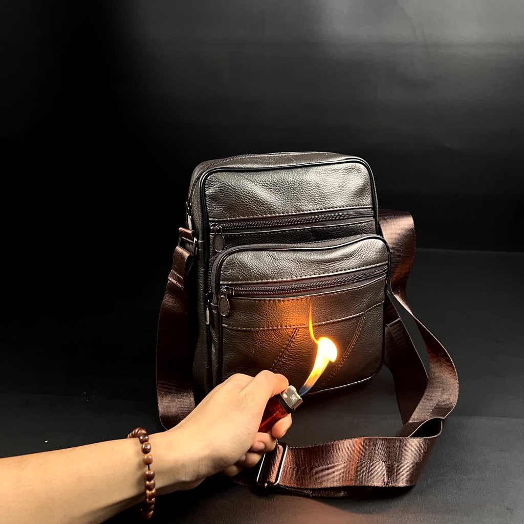 Tas Selempang kulit ASLI Tas Pria Kulit Asli Sling Bag Waterproof