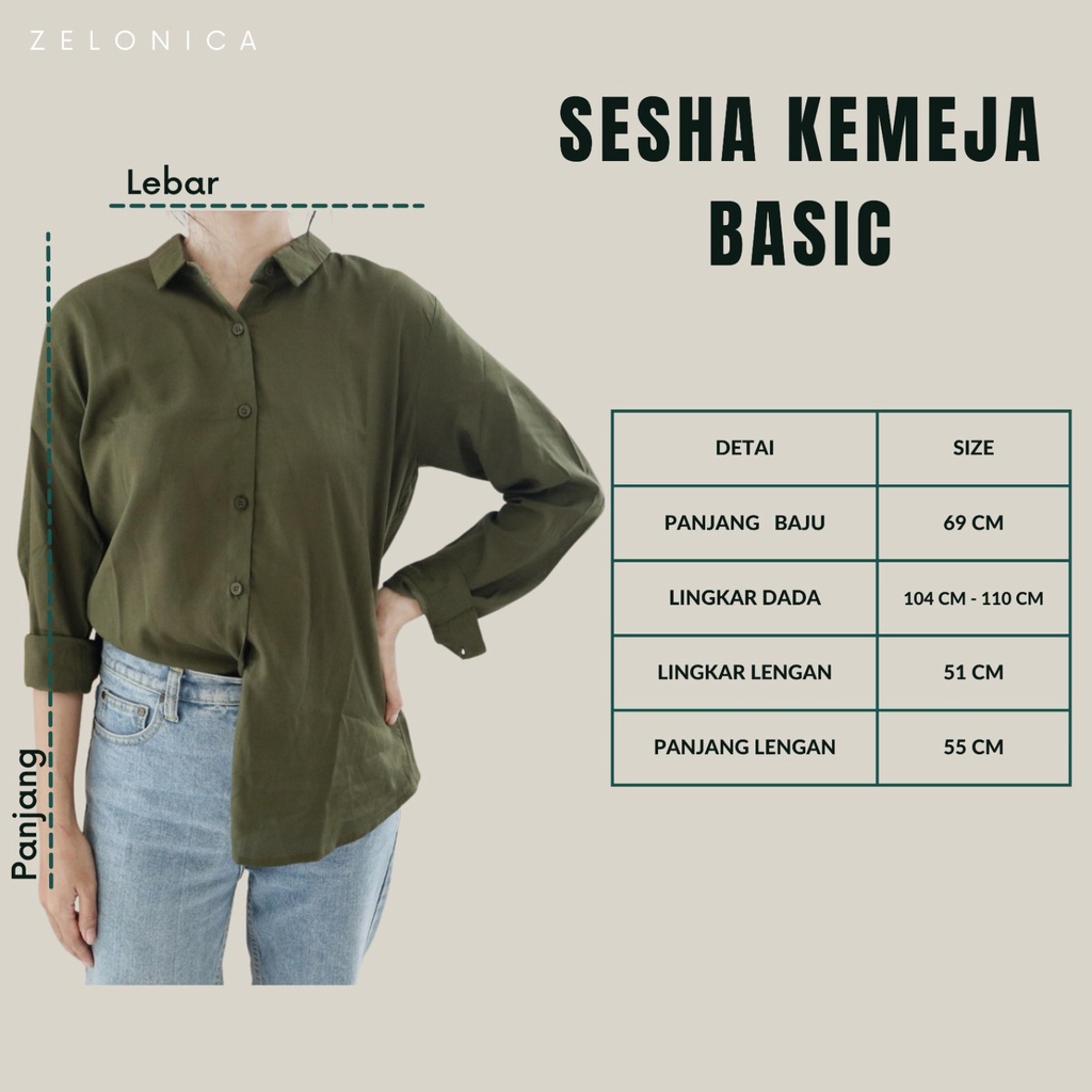 Zelonica SESHA BASIC SHIRT KEMEJA BASIC FINE RAYON PREMIUM WANITA