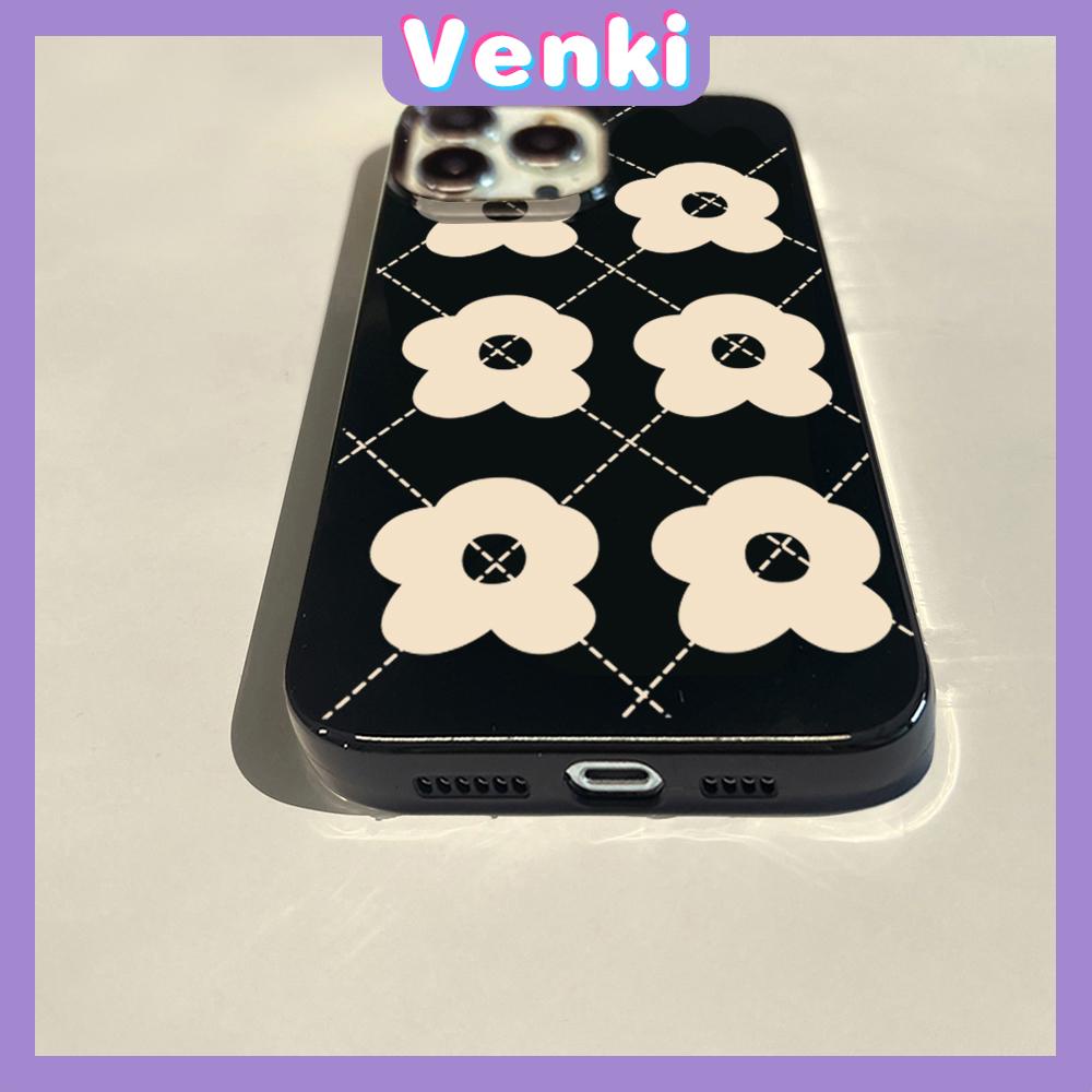 iPhone Case Soft TPU Glossy Black Candy Case Khaki Flowers Camera Protection Shockproof For iPhone 14 13 12 11 Pro Max 7 8 Plus X XR